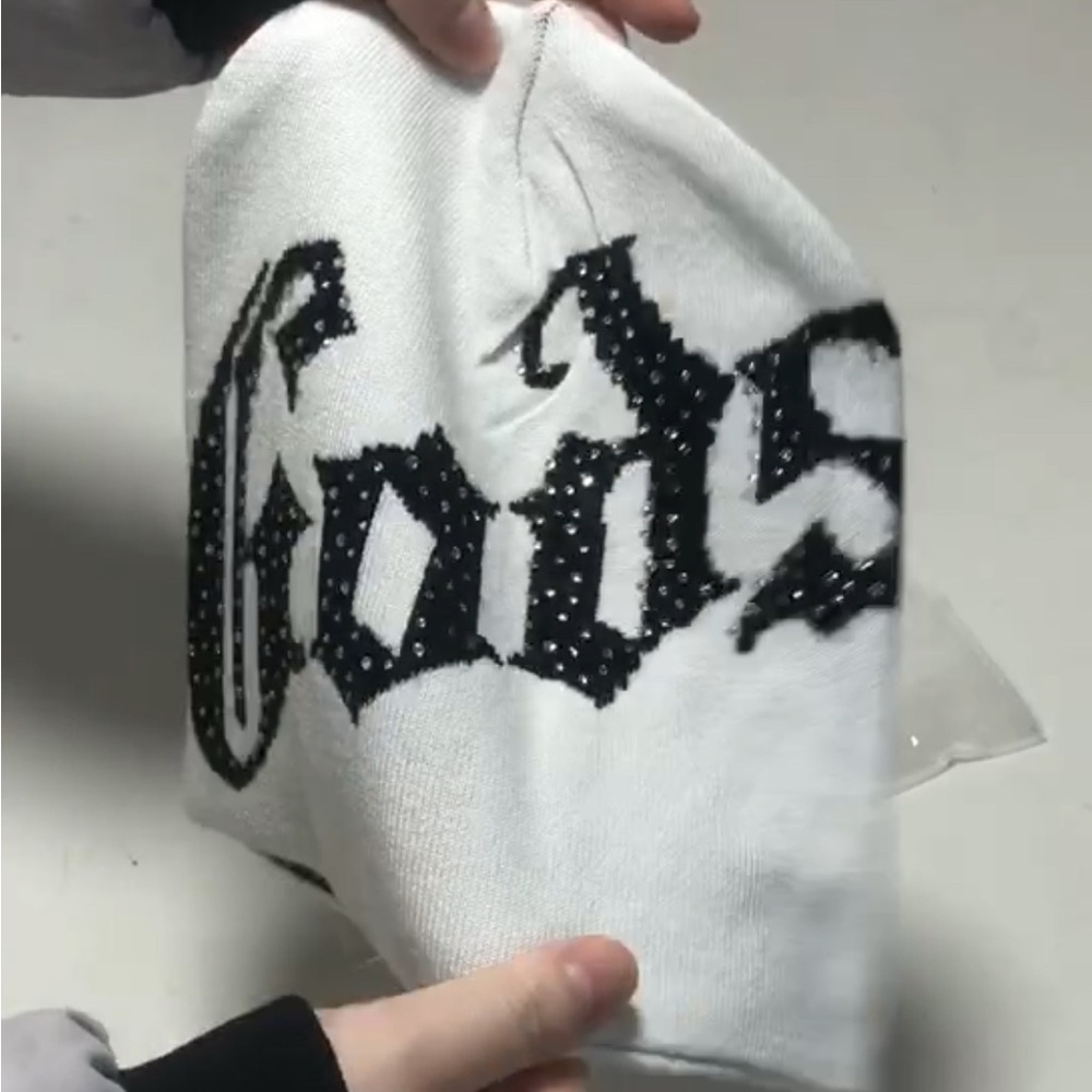 Godspeed !! White and Black Graphic Beanie